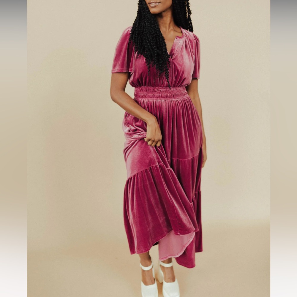 Bohme Pink Velvet Maxi Dress